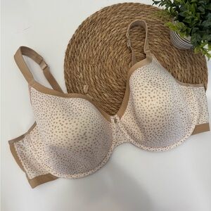 CACIQUE Polka‎ Dot Underwire Bra - Cream and Tan Size 46DDD